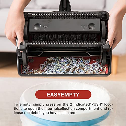 Yocada Carpet Sweeper Cleaner for Home Office Low Carpets Rugs Undercoat Carpets Pet Hair Dust Scraps Paper Small Rubbish Cleaning with a Brush Dark Red - color: Dark Red
