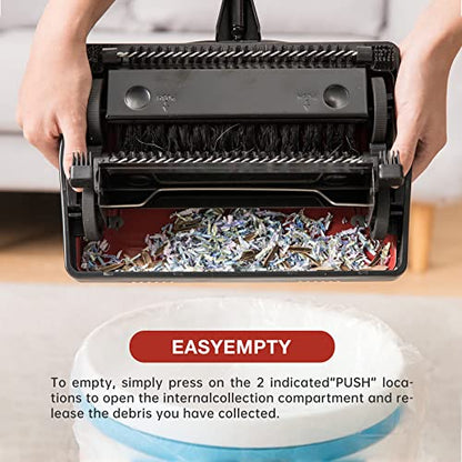 Yocada Carpet Sweeper Cleaner for Home Office Low Carpets Rugs Undercoat Carpets Pet Hair Dust Scraps Paper Small Rubbish Cleaning with a Brush Dark Red - color: Dark Red