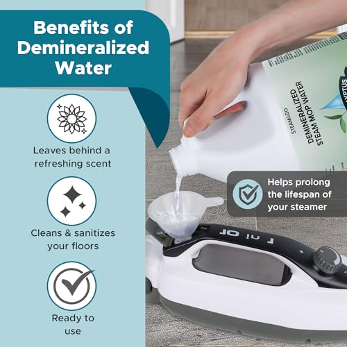 Steam & Go Demineralized Water for Steam Mop – Eucalyptus Mint Scent, 128 oz (Pack of 1) | Scented Floor Cleaner Solution, Ready-to-Use, Compatible with Any Steam Cleaner - size: 128 Fl Oz (Pack of 1)