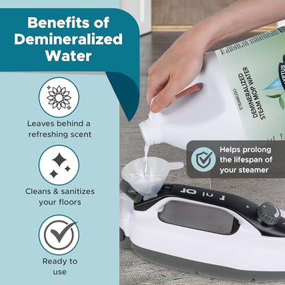 Steam & Go Demineralized Water for Steam Mop – Eucalyptus Mint Scent, 128 oz (Pack of 1) | Scented Floor Cleaner Solution, Ready-to-Use, Compatible with Any Steam Cleaner - size: 128 Fl Oz (Pack of 1)