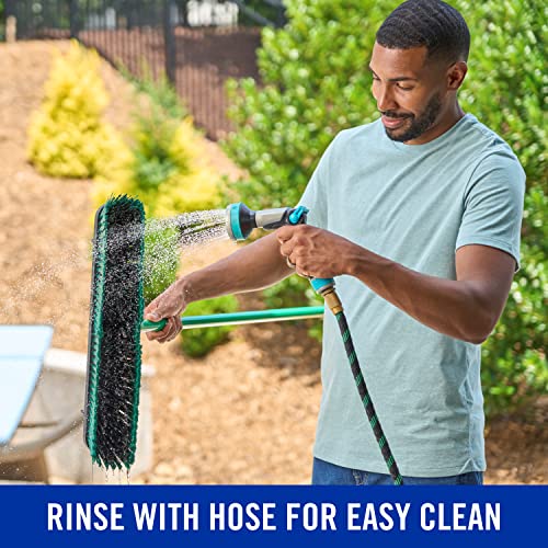 Quickie Bulldozer 18-Inch Multi-Surface Push Broom, Green, Heavy-Duty with Swivel Hang-Up Feature, Perfect for Indoor and Outdoor Cleaning, Sweeping Sidewalks & Warehouses - size: 18 Inch, style: Multi Surface