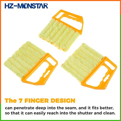 3Pcs Blind Cleaner Duster Tool, 7-Finger Dusting Tool for Window Venetian, Washable Mini Brush, Air Conditioner Handheld Mini Duster Brush for Wood Blinds Dust Dirt