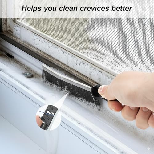 Crevice Cleaning Brushes for Deep Cleaning 6 Pack, Narrow Grout and Gap Scrub Brush Set for Shower, Tile, Sink, Kitchen, Toilet, Bathroom, Household Small Space Cleaning Tool Black