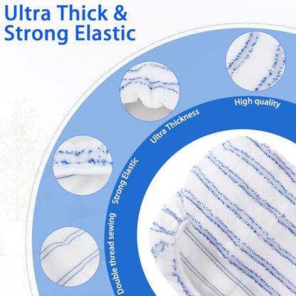 8 Pack Mop Heads Replacements Compatible with Cedar Hard Wood Flooring 'N More Ultra-fine Fiber mop - Microfiber Mop Refills for Cedar Mop Wet and Dry Use 15x8 Inch Pads - color: Blue & White 8 Pack