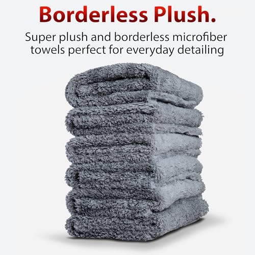Adam's Borderless Grey Microfiber Towel (1pk) - Premium Ultra Soft Car Detailng Towel Cloths, 480gsm - Safe for Car Wash, Home Cleaning & Pet Drying Cloths (16 Inch x 16 Inch) - size: Pack of 1