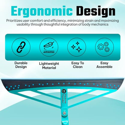 Magic Broom Squeegee Dog Pet Hair Remover, Rotatable, Extendable - Silicone Broom Pet Hair Remover for All-Surfaces Hardwood Floors, Carpet, Tile, Glass, Liquid-Dirt with 60" Handle