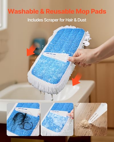 VEVOR Spray Mop, with 3 Washable Pads for Dry and Wet Floor Cleaning and a 27oz Refillable Water Tank, Microfiber Dust Wet Mop & Twisted Cotton Dry Mop, Commercial Home Use for Tiles/Vinyl/Wood Floor