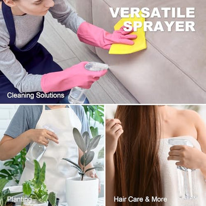 Plastic Spray Bottles (2-Pack, 16.9 Oz) Heavy Duty Spraying, Mist & Stream, Empty Water Sprayer Bottle for Cleaning Solutions, Essential Oils, Hair, Plants, BBQ, Dog Cat Behavior Correction (Clear) - style: Clear, 2-Pack