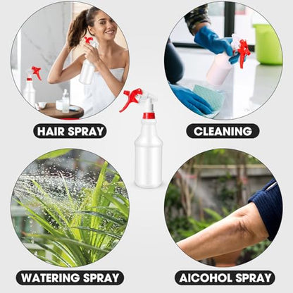 Rtteri 24 Pcs 16 Oz Plastic Spray Bottle for Cleaning Solutions Bulk Empty and Reusable Leak Proof Spraying Bottles for Cleaning, Water, Auto Details, Commercial, Bathroom(Red, White) - color: Red, White