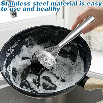 2Pcs 304 Stainless Steel Pot Brushes, Stainless Steel Scrubber Tools Metal Cleaning Products Easy to Clean Suitable for Removing Kitchen Stains Gifts for Mom - color: 2pcs