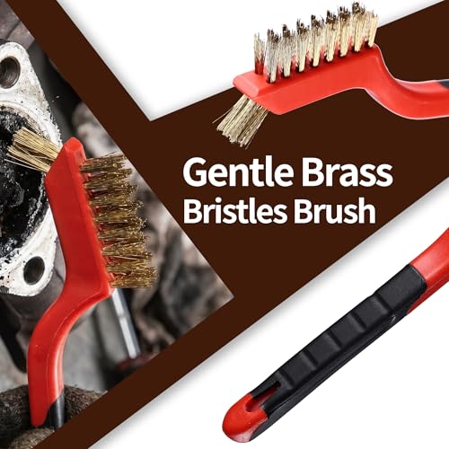 8Pcs Wire Brush Set for Cleaning Rust - Heavy Duty Scratch Brushes with Stainless Steel, Brass, Nylon Bristles and 2 Metal Scrapers, Professional Cleaning Tools for Metal, Slag, Paint and Grill - size: 8Pcs-Wire