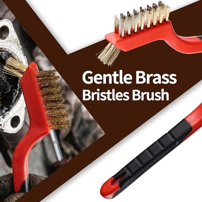 8Pcs Wire Brush Set for Cleaning Rust - Heavy Duty Scratch Brushes with Stainless Steel, Brass, Nylon Bristles and 2 Metal Scrapers, Professional Cleaning Tools for Metal, Slag, Paint and Grill - size: 8Pcs-Wire