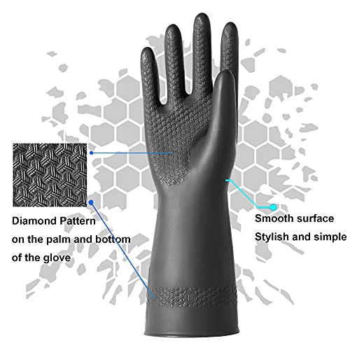 Chemical Resistant Latex Gloves,Cleaning Protective Safety Work Heavy Duty Rubber Gloves, S-M-L-XL Size, Black 1 Pair - color: L/12.6''