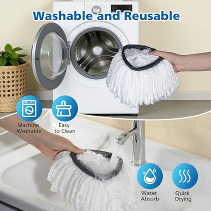4 Pack Spin Mop Replacement Head Spin Mop Refills Compatible with O Ceda EasyWring 1-Tank System, 100% Microfiber Mop Cleaning Machine Washable Spin Mop Head for Easywring 1 Tank System, White - size: 1 tank-4 mop head