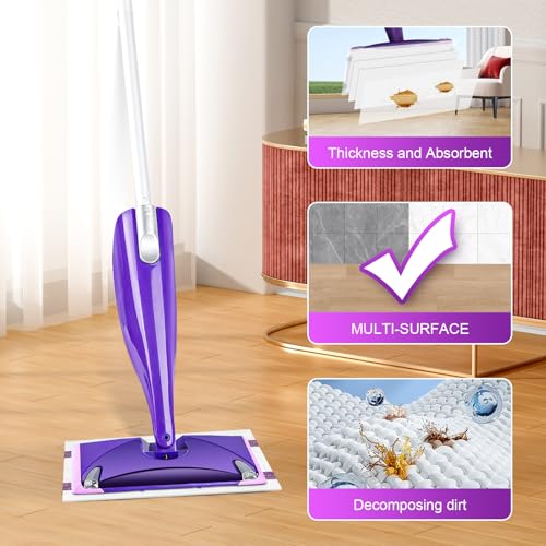Pure Realm Wet Jet Refills Compatible with Swiffer Wet Pads Refills Hardwood Floor Cleaner Spray Mop Pad Refill, Bathroom Cleaning Supplies, Hardwood Floor Cleaner, Multi Surface，30 Count - color: Purple 30 Mop Pads