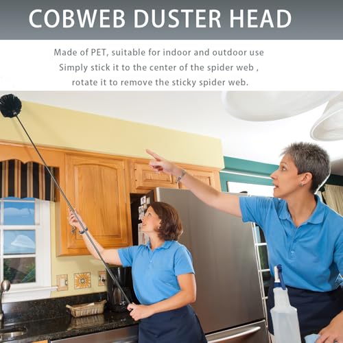 4-in-1 Ceiling Fan Cleaner Duster with 100" Extension Pole,Microfiber Cobweb Duster with 3 Washable Heads,Bendable Spider Web Cleaner Brush for High Ceiling Fans Blinds Windows Wall Furniture