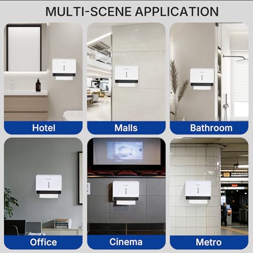 Commercial Paper Towel Dispenser Wall Mounted, Trifold/C-Fold/Multifold Hand Towel Holder, Hand Towel Dispenser for Bathroom Tissue Dispenser, Large Capacity 200 Sheets (White-5853) - color: White-5853