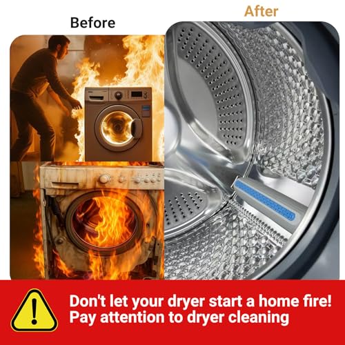 Dryer Lint Cleaner Kit, 3Pcs Nylon Bristle Brush, Flexible Stainless Steel Handle, for Cleaning Vent Trap & Refrigerator Coil