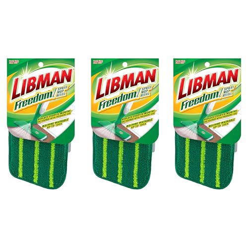 Libman Freedom Spray Mop Refill | Microfiber Mop | Household Essentials | Hardwood Floor Cleaner | Wall Mop | Cleaning Supplies | Floor Mop | Three Replacement Heads - style: 3 Pack Refill