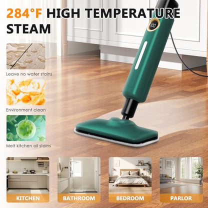 KEROMEE Steam Mop With 2 Washable Pads for Multi-floor Cleaning, High Temperature Steamer Cleaner for Sealed Hard Floors, Hardwood, Tile, Laminate