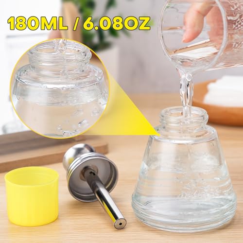 Noverlife 6Oz / 180ml Clear Acetone Pump Dispenser with Cap, Cone Glass Rubbing Alcohol Dispenser Push Down Nail Polish Remover Pump for Makeup Remover, Leak-Proof Press Glass Bottle for Makeup - color: A - 1pcs - Clear Cone Shaped