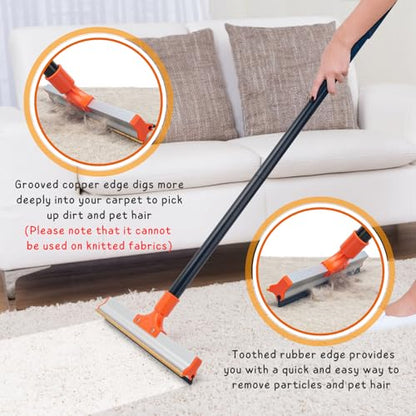 Carpet Rake for Pet Hair Removal, 57'' Long Handle Dog and Cat Hair Remover Tool to Fluff Rug, Stair Carpets and Couch Cleaning Rake