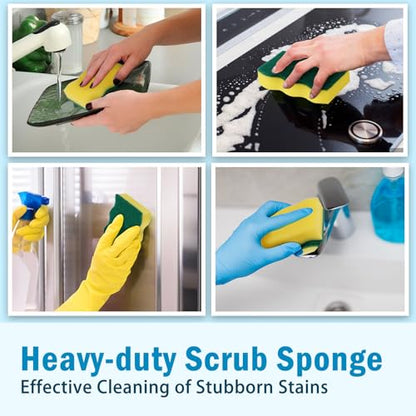 AIDEA Sponges Kitchen, 50 Pack Heavy Duty Dish Sponge, Cleaning Dish Scrubber Sponge for Home and Kitchen, Stink-Free Cleaning Supplies for Pots, Pans - style: Wave Shape