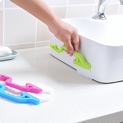 2pcs Hand-held Groove Gap Cleaning Tools Door Window Track Kitchen Cleaning Brushes(Green) - color: Green