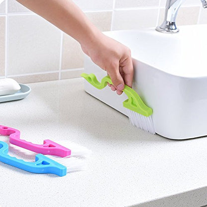 2pcs Hand-held Groove Gap Cleaning Tools Door Window Track Kitchen Cleaning Brushes(Green) - color: Green