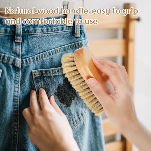 3 Pcs Wood Laundry Stain Brush Stain Remover Brushes with Boar Bristle Small Stain Brush for Clothes for Scrubbing Stains from Furniture Fabric Leather(3 Pcs E) - style: 3 Pcs E