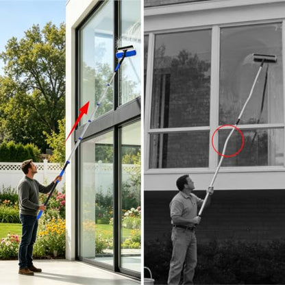 30FT Reach Telescopic Extension Pole-5-24FT Multi-Purpose Extension Pole with Easy Flip Lock, Universal Twist-on Metal Tip, Lightweight Sturdy Aluminum Paint Roller Extension Pole for Window Cleaning - size: 24FT