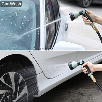 FANHAO Garden Hose Nozzle Heavy Duty, 100% Metal Water Hose Nozzle Sprayer with 8 Spray Patterns, High Pressure Sprayer Nozzle with Thumb Control, On Off Valve for Garden Watering, Car & Pet Washing - color: Light Green