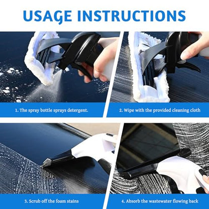 Window Vacuum Rechargeable Handheld Window Vacuum Squeegee Cordless with Spray/Wipe/Suck up Water 2KPa Powerful for Mirror Glass Car Windshield