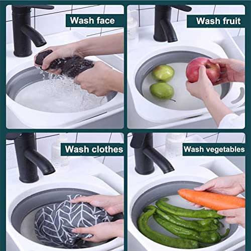 2 Pack Collapsible Plastic Wash Basin 5L (1.4 Gallon), Kitchen Dishpan, Floding Small Bathtub, Space Saving Plastic Wash Bin for Dorm Camping Supplies Fishing Travel and Home (Grey 2 pcs) - color: Grey 2 Pcs