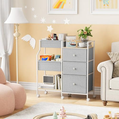 Modanais Baby Organizer and Storage - 3 Tier Rolling Cart with Dividers and Drawers, Easy To Assemble, Mobile Utility Cart with Wheels for Nursery, Bedroom, Changing Table & Crib,Light Gray - color: Light Gray