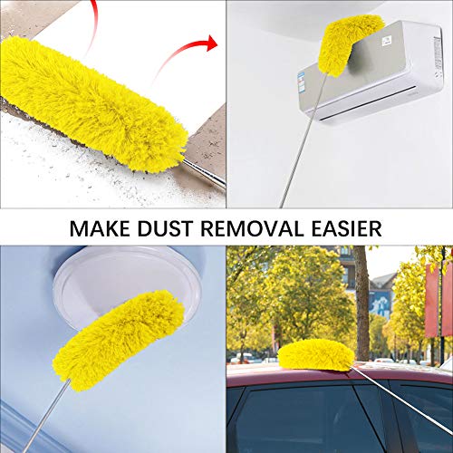 DELUX Microfiber Feather Duster Extendable Cobweb Duster with 100 inches Extra Long Pole, Bendable Head & Scratch-Resistant Hat for Cleaning Ceiling Fan, High Ceiling, Blinds, Furniture & Cars - color: Yellow