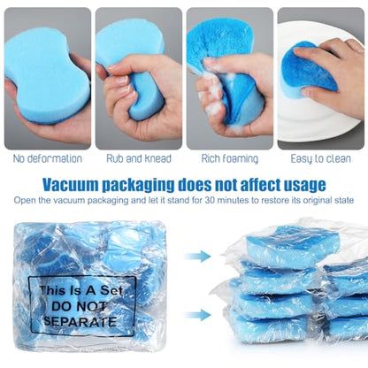 Tanlade 240 Pcs Individually Wrapped Sponges Kitchen Bulk Non Scratch Scouring Sponges for Dishes Household Cleaning Travel Apartments Hotel Car (Blue) - color: Blue