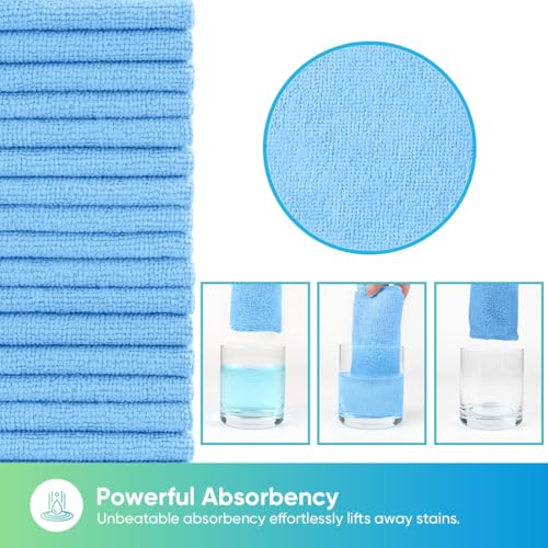 HOMEXCEL Blue Microfiber Cleaning Cloths, 20 Pack Cleaning Rags - Lint Free & Scratch-Free Microfiber Towels for Cars, House & Kitchen, Absorbent Cleaning Towels, 11.5 x 11.5 Inch - color: Blue