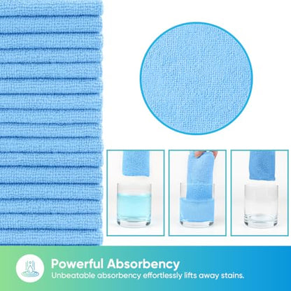 HOMEXCEL Blue Microfiber Cleaning Cloths, 20 Pack Cleaning Rags - Lint Free & Scratch-Free Microfiber Towels for Cars, House & Kitchen, Absorbent Cleaning Towels, 11.5 x 11.5 Inch - color: Blue