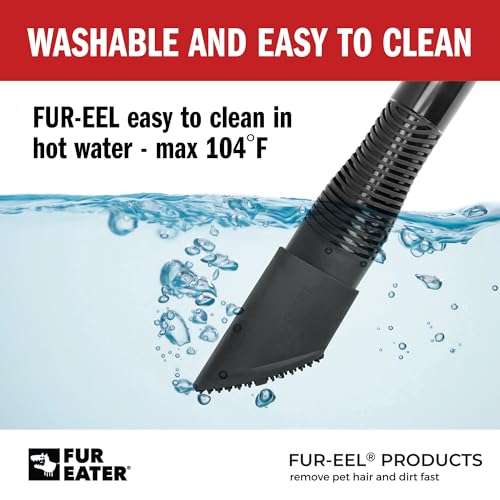 Fur-EEL PRO 1.0 Pet Hair Vacuum Attachment, Rubber Pet Hair Remover | for Car Detaling, Removes Dog Cat Hair, Dirt, rubber bristle fits 1-1/4, 1-3/8, 1-1/2 in Round Hoses, Fang Handle & Adapter - color: Pro V.1.0