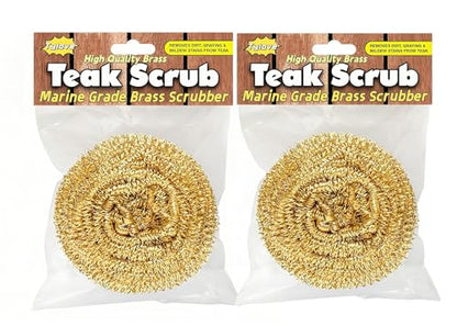 Marine Grade Brass Teak Scrubber not Cheap Stainless Steel Scrub Scouring Pad | Gentle Non-Scratch Deck | Rustproof | Premium Yacht Wood Restorer - Refinish Wood Furniture & Boat Teak（2Pack） - color: 2 Pack
