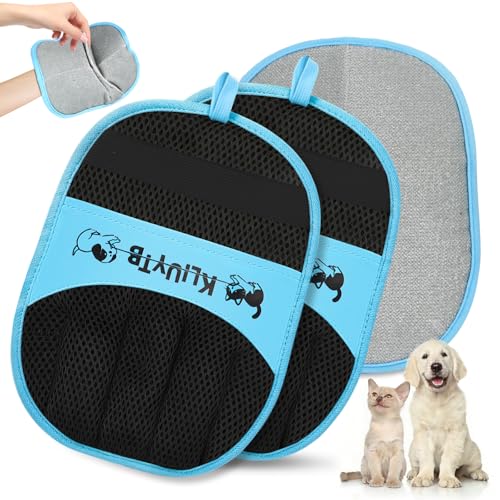 Upgraded Five-Finger Electrostatic Pet Hair Removal Glove for Cats & Dogs, Reusable Magic Brush Effortless Pet Hair Remover Mitt Tool for Couch, Clothing, Carpet, Car Seat, Blue (1 Pack)