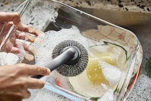 Joseph Joseph SinkTech Refillable Soap-Dispensing Dish Brush with Stainless Steel Storage Stand Drip Tray - style: Soap dispensing Brush with Stand