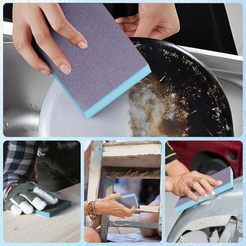12 Pack Sanding Sponge, Washable and Reusable Sanding Blocks 320 Grit Wet Dry Sand Paper for Wood Drywall Metal Furniture - size: 320 Grits
