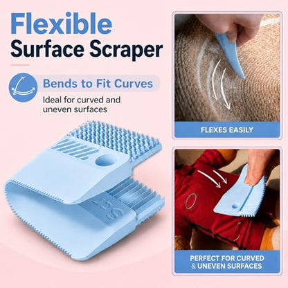 2 Pack Portable Pet Dogs Cats Hair Remover Lint Removal Shaver Tool Fur Scraper Carpet Rake for Couch Furniture Car Mats Fabric Sofa Clothes Bedding Blue - color: Blue