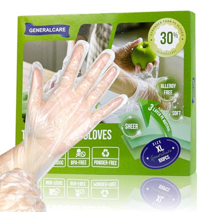Disposable TPE Cooking Gloves, Ideal for Cleaning and Food Prep, Latex & Powder Free, Food safe - size: Large, style: 100pcs
