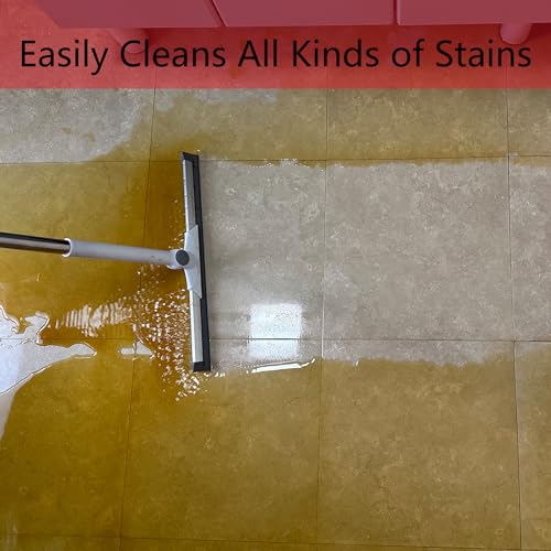 Silicone Air Broom Sweeper, Household Squeegee with Adjustable Small Handle for Cleaning Pet Hair, Floor, Bathroom, Kitchen, Glass, Window, Water, Grey