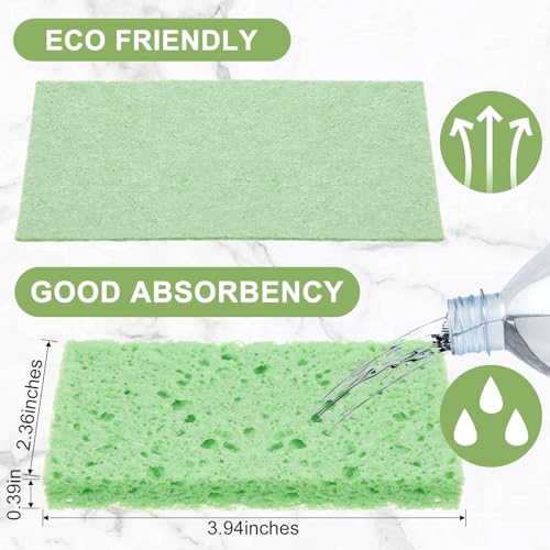 Zhengmy 100 Pieces Sponges Bulk Sponges Kitchen Compressed Sponge Natural Dish Sponge Compressed Wood Pulp Cleaning Without Scratching for Kitchen Bathroom, 3.9 x 2.4 x 0.12 Inch (Green) - color: Green