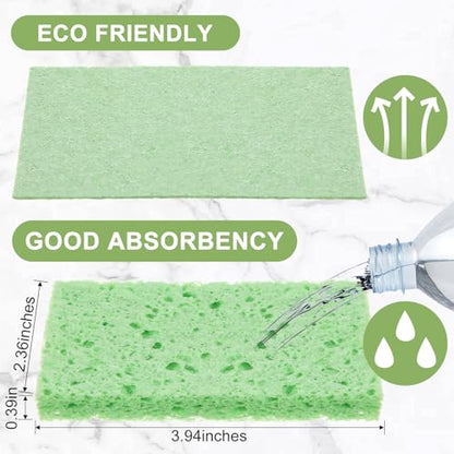Zhengmy 100 Pieces Sponges Bulk Sponges Kitchen Compressed Sponge Natural Dish Sponge Compressed Wood Pulp Cleaning Without Scratching for Kitchen Bathroom, 3.9 x 2.4 x 0.12 Inch (Green) - color: Green