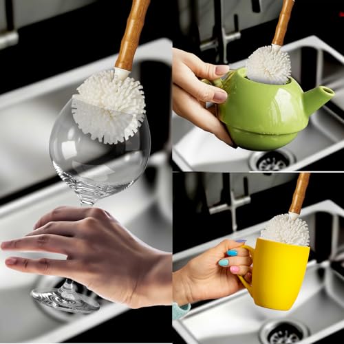 HIC Kitchen Bamboo Glass Brush, Bamboo with Non-Scratch Foam Tips - style: Glass Brush